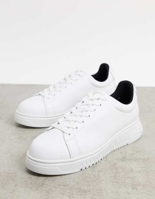 Emporio Armani Leren sneakers met logo in wit