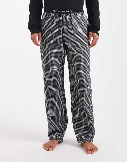 Emporio Armani logo check pyjama set in black, 2 of 4