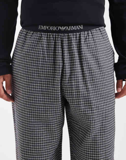 Emporio Armani logo check pyjama set in black, 4 of 4