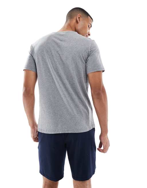 Emporio Armani logo jersey pyjama set in grey and navy, 3 of 4