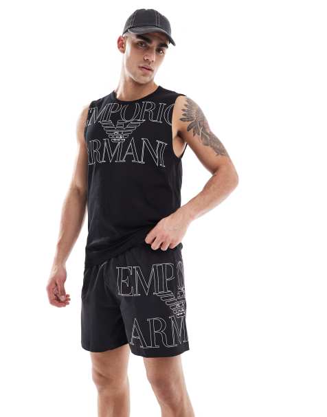 Emporio Armani logo swim shorts in black - part of a set - view 1