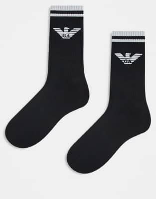 Emporio Armani - Lot de 3 paires de chaussettes courtes - Noir