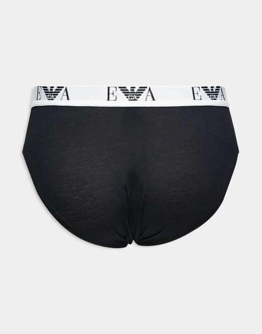 Emporio Armani - Lot de 3 slips à logo contrastant - Noir, 2 de 3