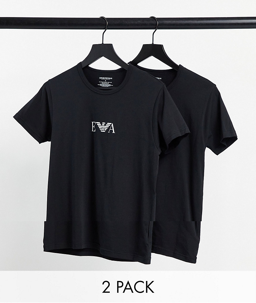 Emporio Armani - Loungekleding - Set van 2 lounge-T-shirts met logo in zwart