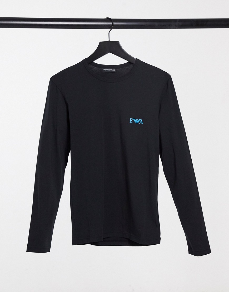 Emporio Armani - Loungekleding - Slim-fit T-shirt met lange mouwen en EVA-logo in zwart
