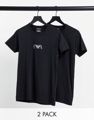 Emporio Armani Loungewear 2 pack logo lounge t-shirts in black
