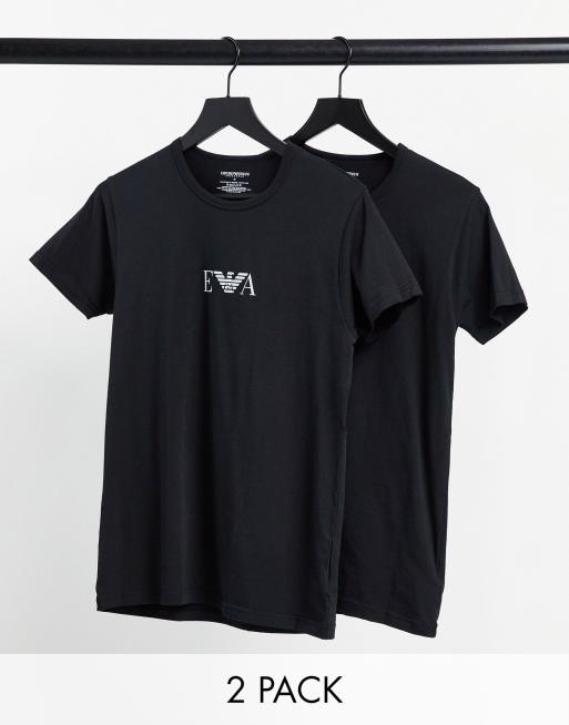 Emporio Armani Loungewear 2 pack logo lounge t-shirts in black | ASOS