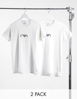 2 pack logo lounge t-shirts in white 
