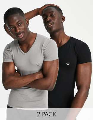 armani black v neck t shirt