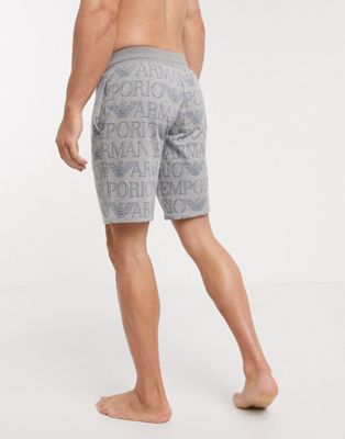all over text print shorts in grey 