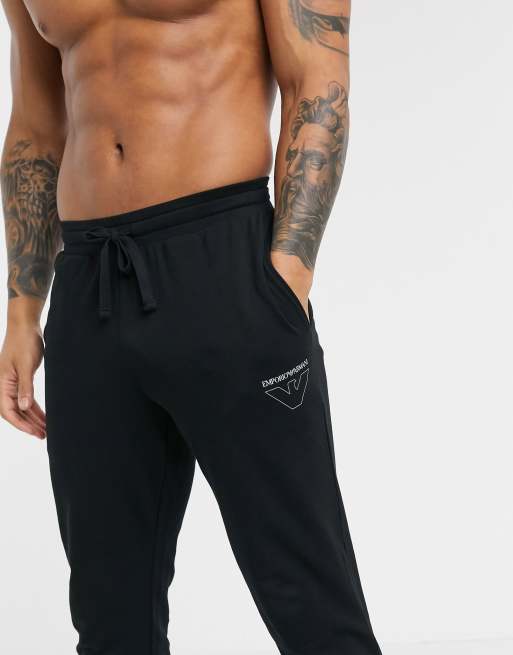 Emporio Armani Loungewear big eagle logo sweat joggers in black, 3 of 4