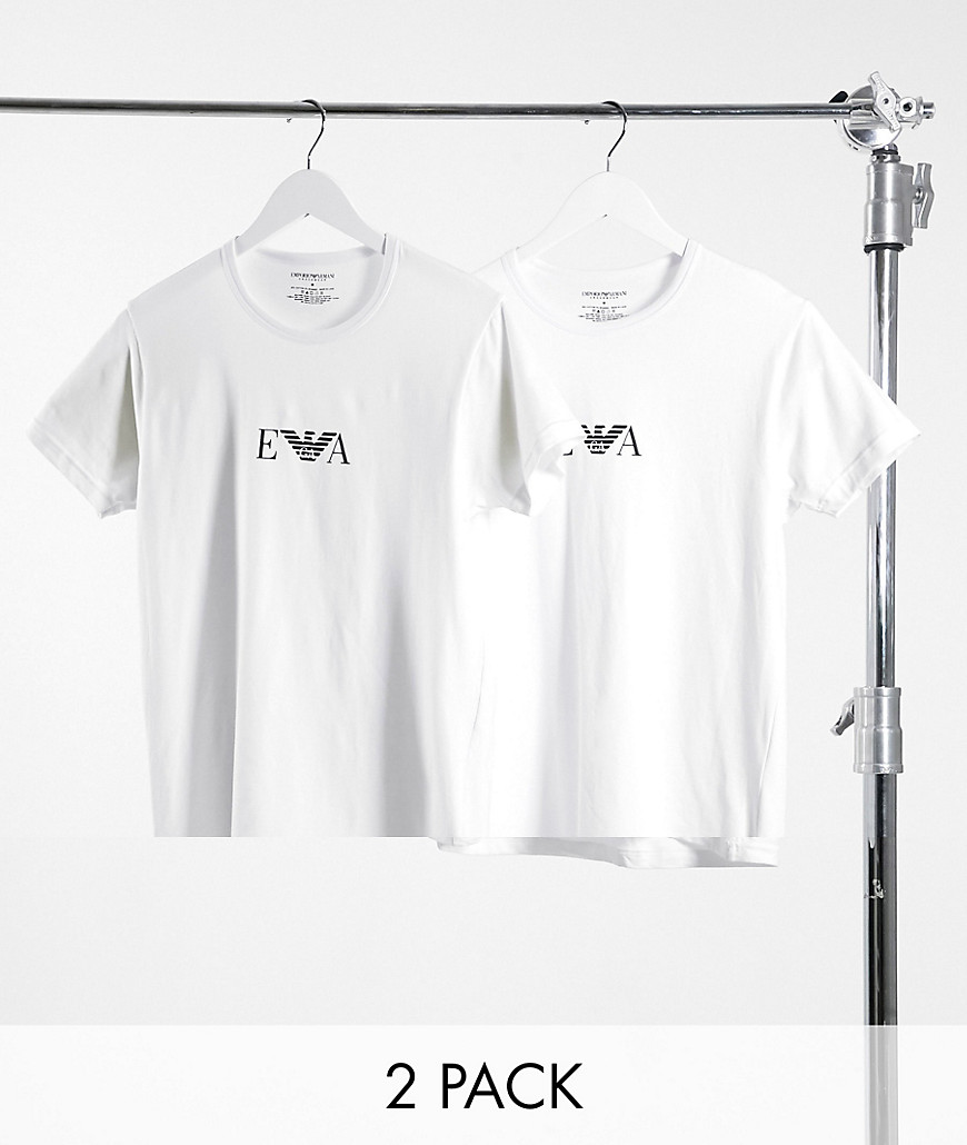 Emporio Armani Loungewear - Confezione da 2 T-shirt da casa bianche con logo-Bianco