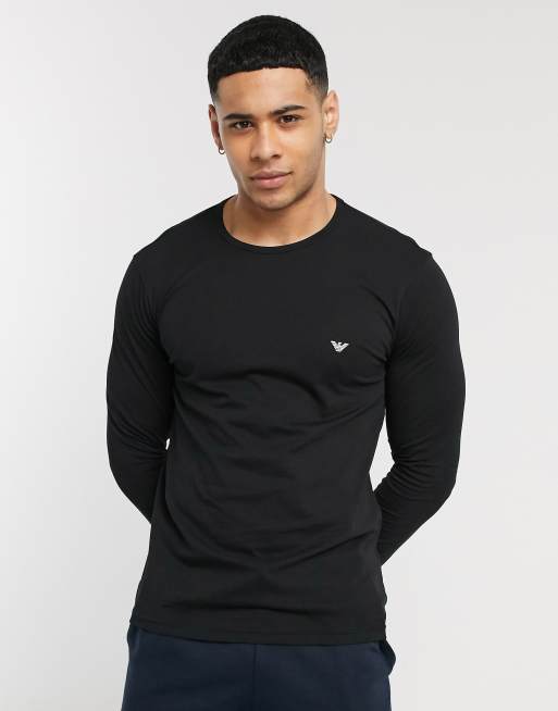 Emporio Armani Loungewear eagle logo long sleeve t-shirt in black