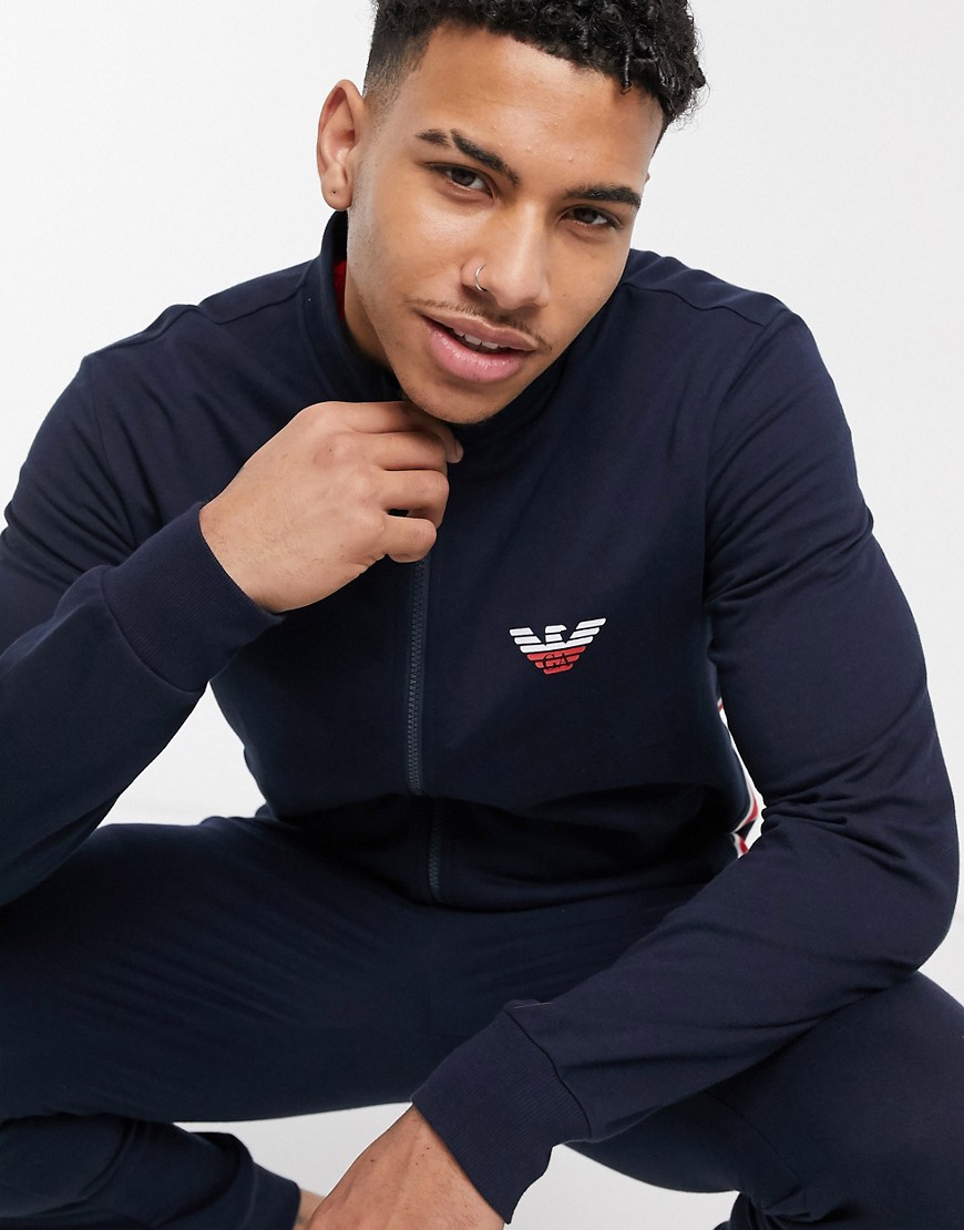 Emporio Armani — Loungewear — Marineblå sweatshirt med lynlås og logo
