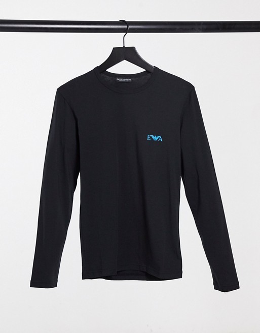 Emporio Armani Loungewear slim fit EVA logo long sleeve t-shirt in black