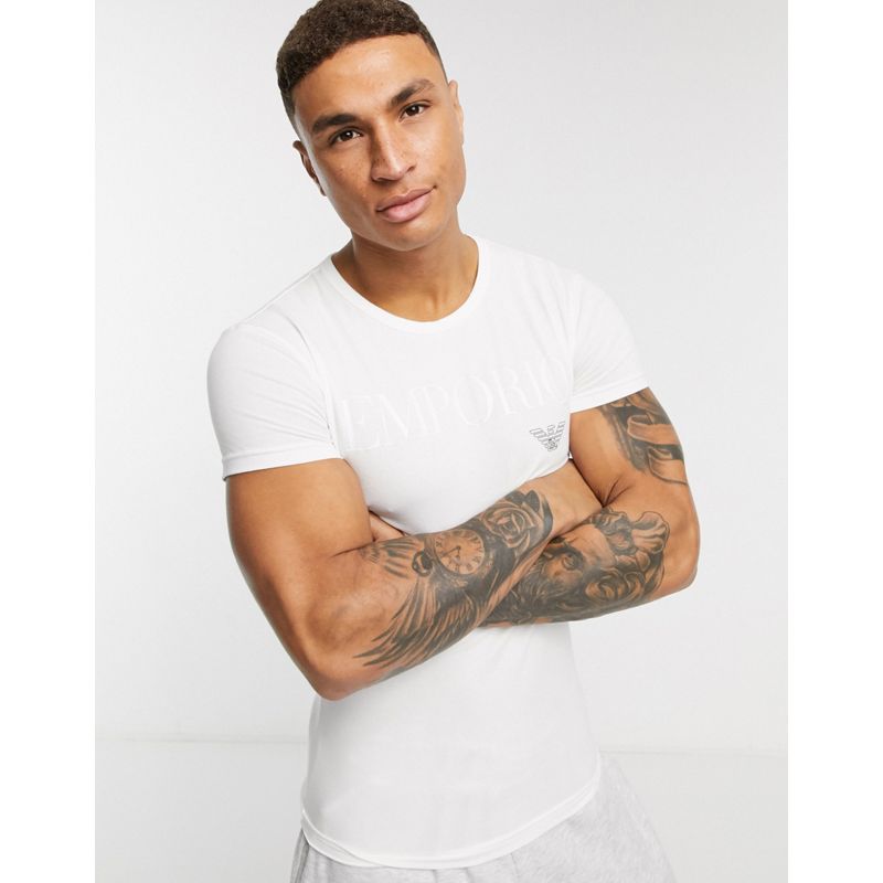 Uomo Designer Emporio Armani Loungewear - T-shirt con logo bianca