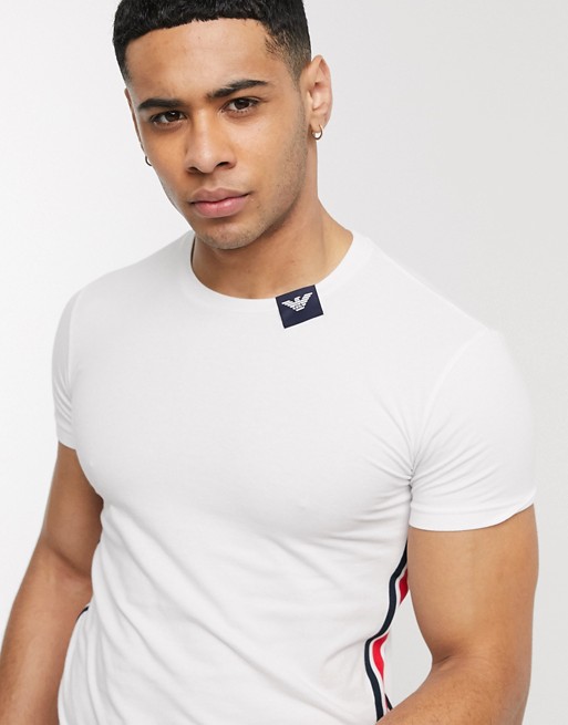 Emporio Armani Loungewear tab logo taped t-shirt in white