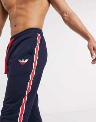 emporio armani taped jogger sweat in navy