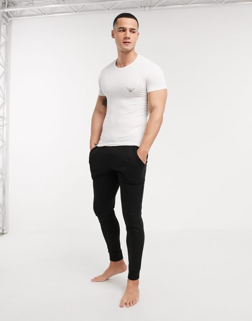 Emporio Armani Loungewear text logo lounge t-shirt in white | ASOS