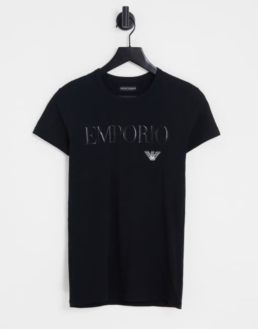 Emporio Armani Loungewear text logo t-shirt in black