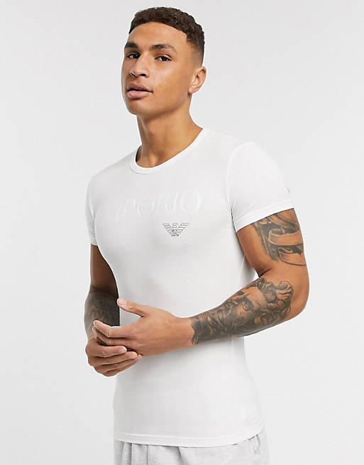  Emporio Armani Loungewear text logo t-shirt in white 