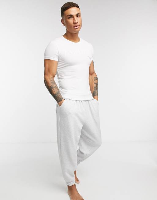 Emporio Armani Loungewear text logo t shirt in white ASOS