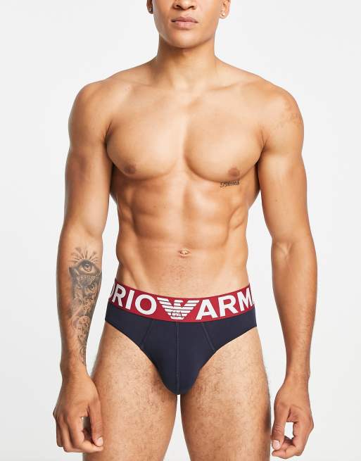 Emporio Armani - Marineblå briefs med stort logo, 4 af 4