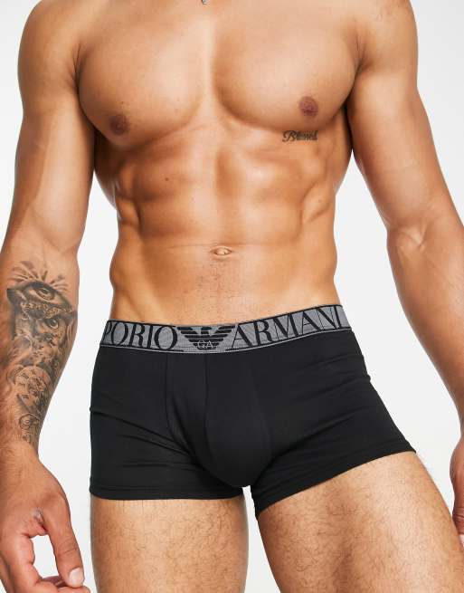 Emporio Armani Megalogo Cotton Boxer Briefs - Navy