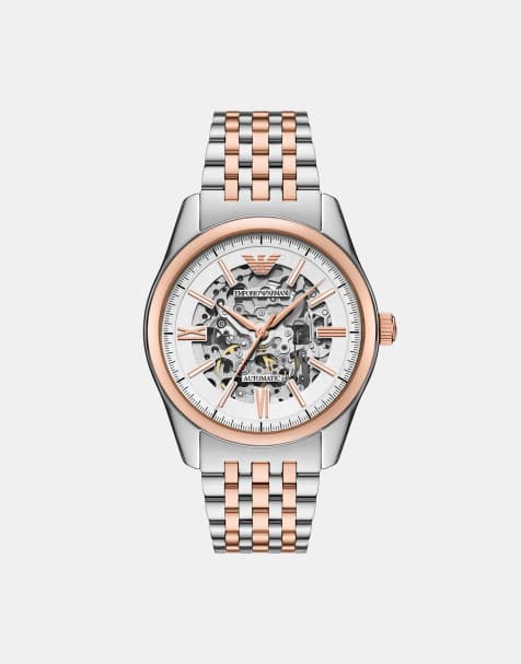 Emporio Armani Men's automatic two-tone stainless steel watch in silver - view 1