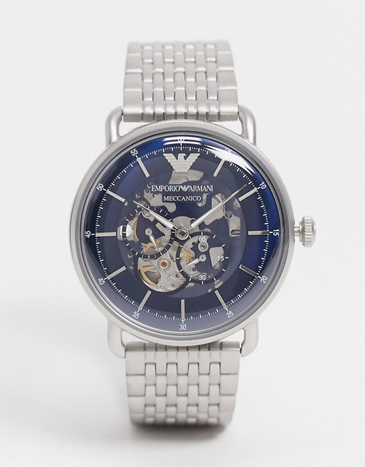 Emporio Armani mens aviator bracelet watch in silver