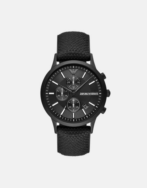 Emporio Armani Men's chronograph, black-tone stainless steel watch in black - view 1