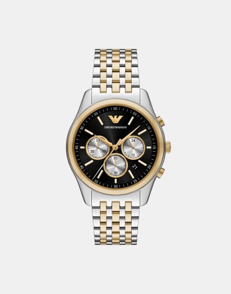 Emporio Armani Men's chronograph two-tone stainless steel watch in silver - view 1