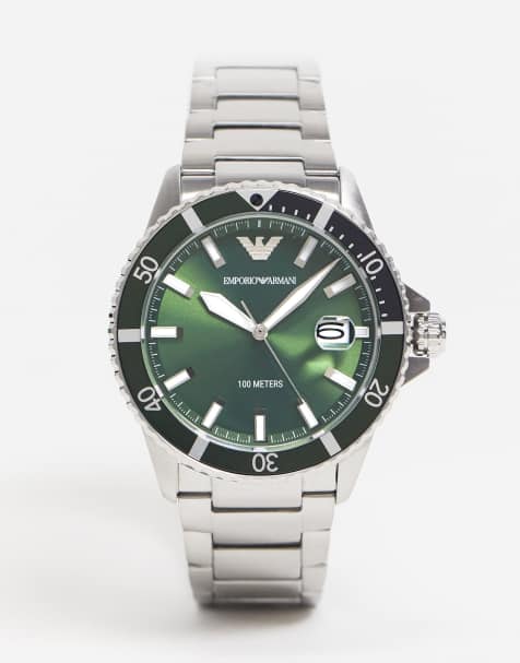 Emporio Armani mens diver silver bracelet watch - view 1