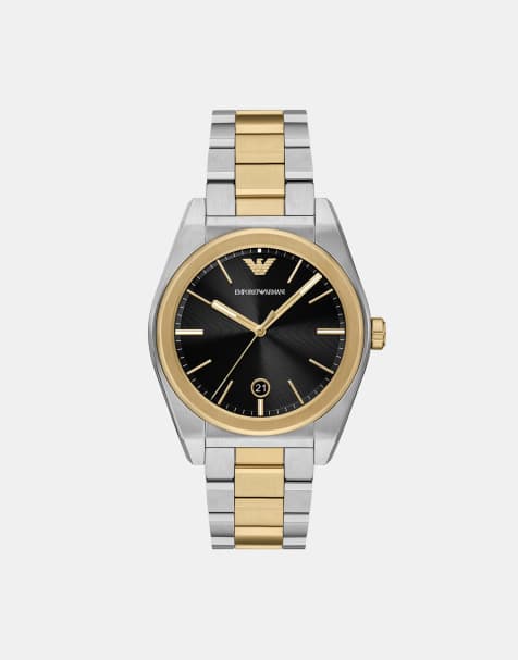 Emporio Armani Men's three-hand two-tone stainless steel watch in silver - view 1