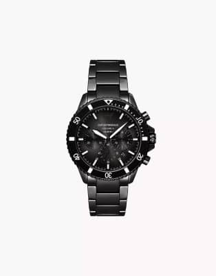 asos Emporio Armani Men's world explorer chronograph black ceramic watch ar70010 in black