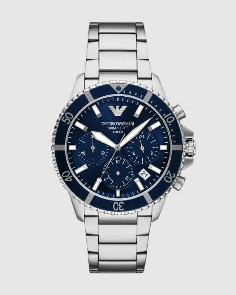 Emporio Armani Men's world explorer solar-powered chronograph stainless steel watch, ar11798 in silver - view 1