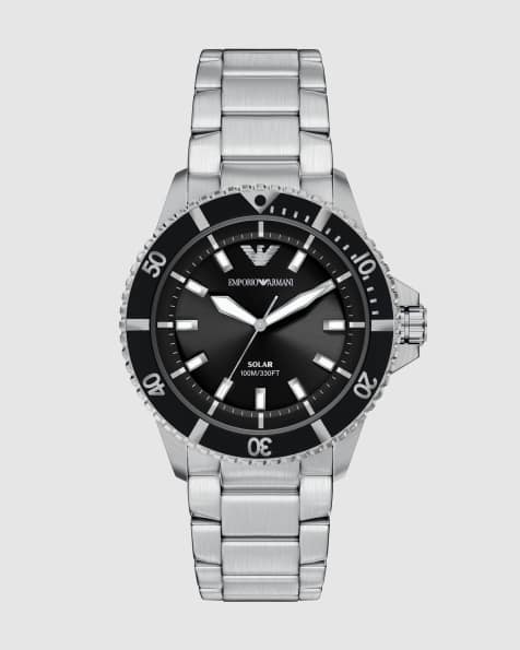 Emporio Armani Men's world explorer solar-powered three-hand stainless steel watch, ar11787 in silver - view 1
