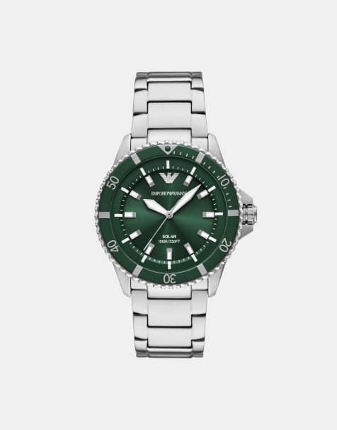 Emporio Armani Men's world explorer solar-powered three-hand stainless steel watch in silver - view 1