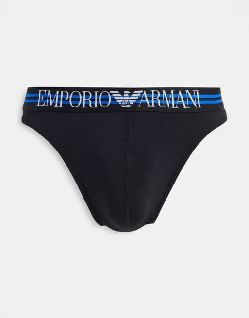 Emporio Armani microfiber thong in navy ASOS