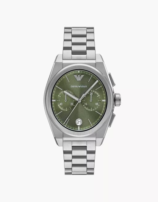 Emporio Armani - Montre chronographe en acier inoxydable - Argenté