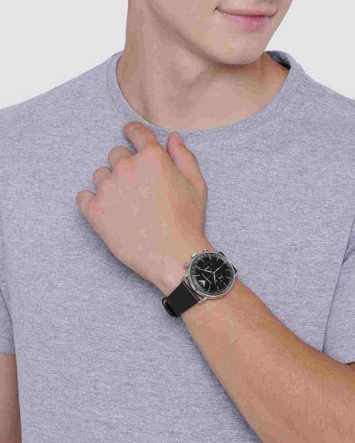 Emporio Armani - Montre chronographe pour homme en cuir - Noir, 2 de 4