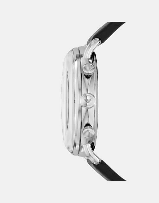 Emporio Armani - Montre chronographe pour homme en cuir - Noir, 3 de 4