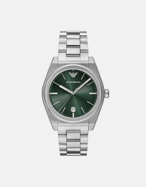 Emporio Armani - Montre en acier inoxydable à trois aiguilles avec date - Argenté - view 1