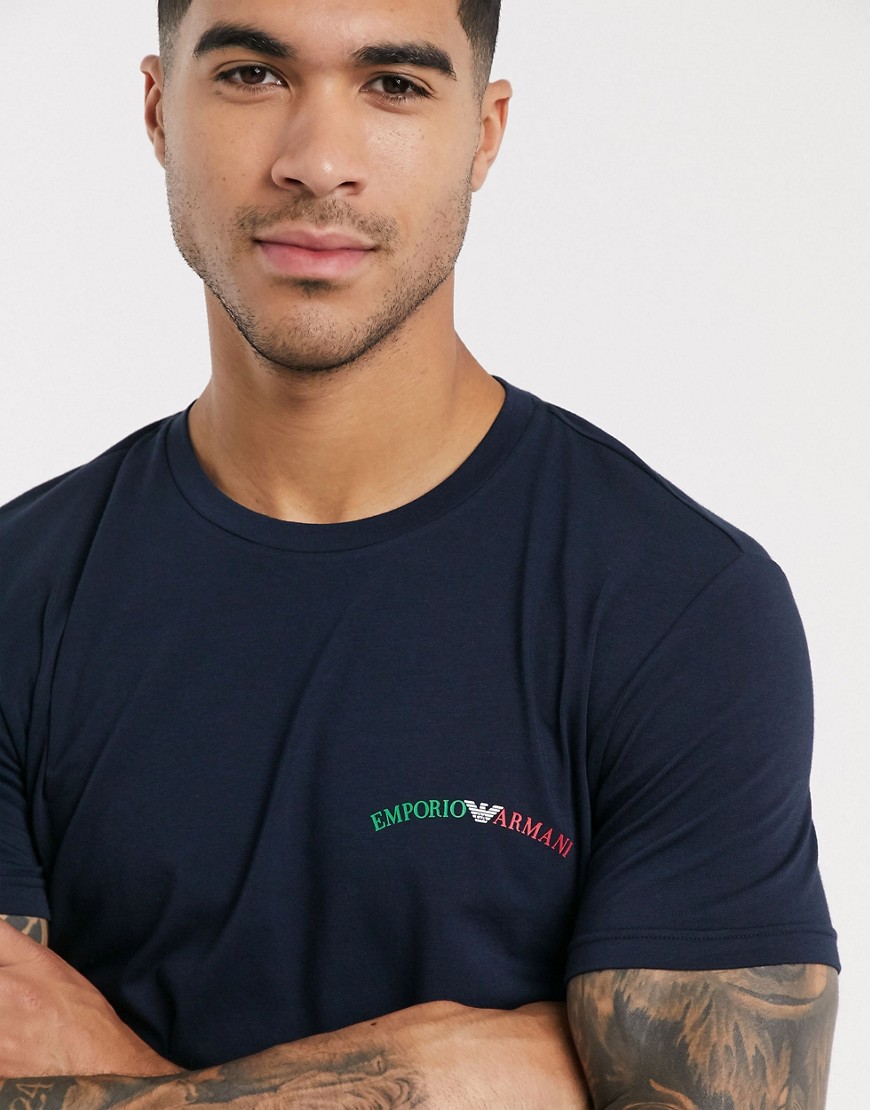 Emporio Armani – Myskläder – Mörkblå t-shirt med textlogga-Marinblå