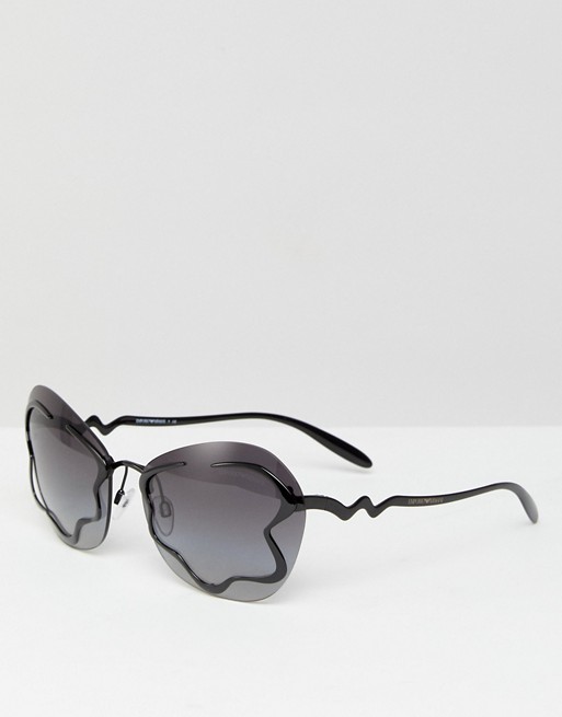Emporio Armani oversized cat eye sunglasses in black 65mm