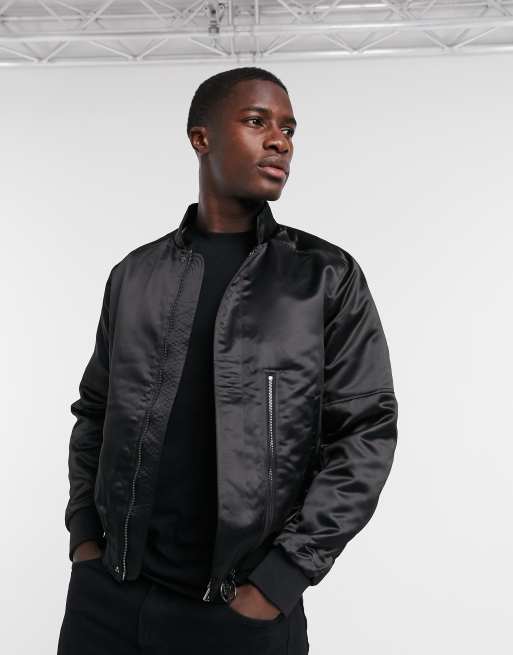 Emporio Armani padded bomber jacket with Milano back print in black | ASOS