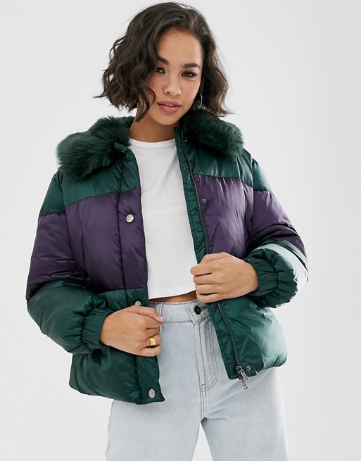 Emporio Armani padded jacket with faux fur collar