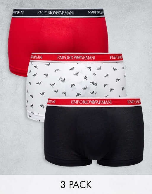 Emporio Armani - Pakke med 3 par boksershorts i sort/hvid/rød