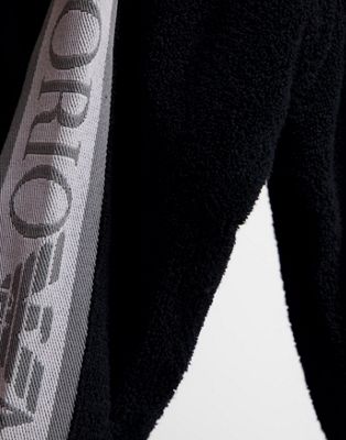 Emporio Armani - Peignoir avec bande logo sur les manches - Noir