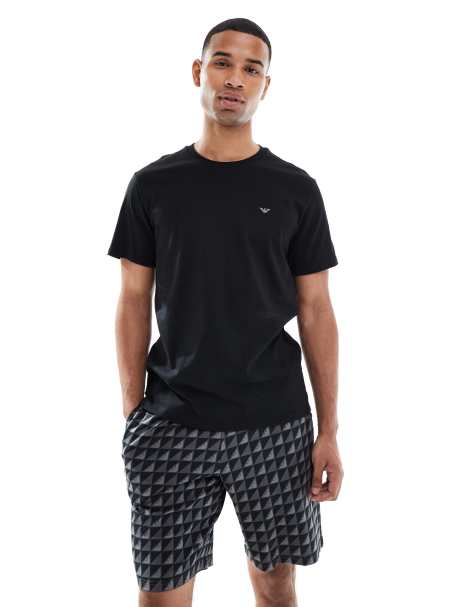 Emporio Armani - Pigiama in jersey nero con logo - view 1
